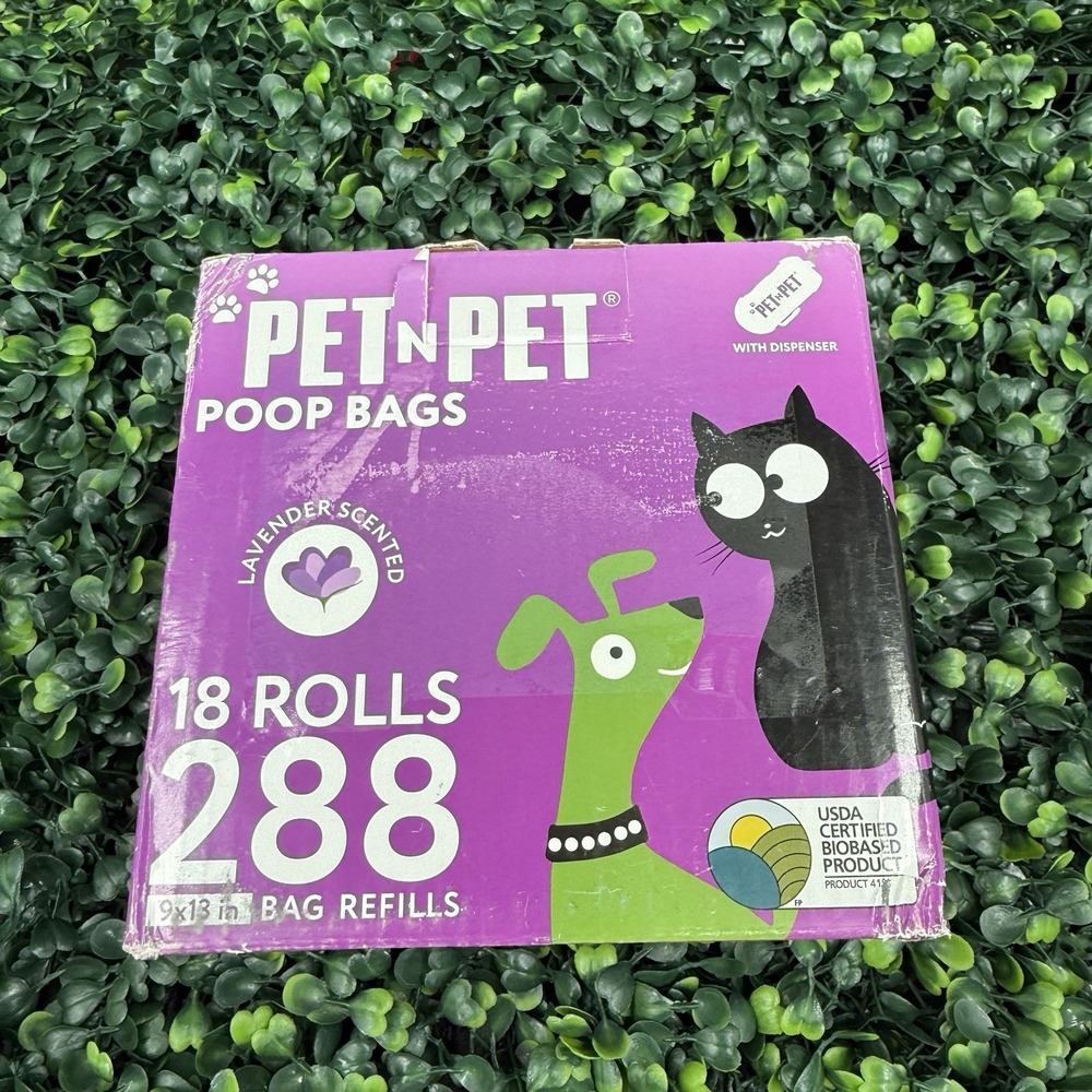 Pet‎ n Pet 288 Dog Waste Bags 18 Rolls with Dispenser Lavender Scented Biobased